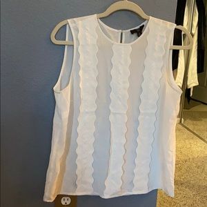 J.Crew white blouse with lace/scallop detail